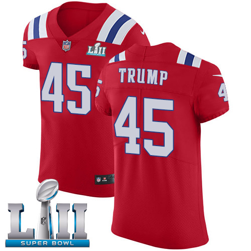 Nike Patriots #45 Donald Trump Red Alternate Super Bowl LII Men's Stitched NFL Vapor Untouchable Elite Jersey - Click Image to Close